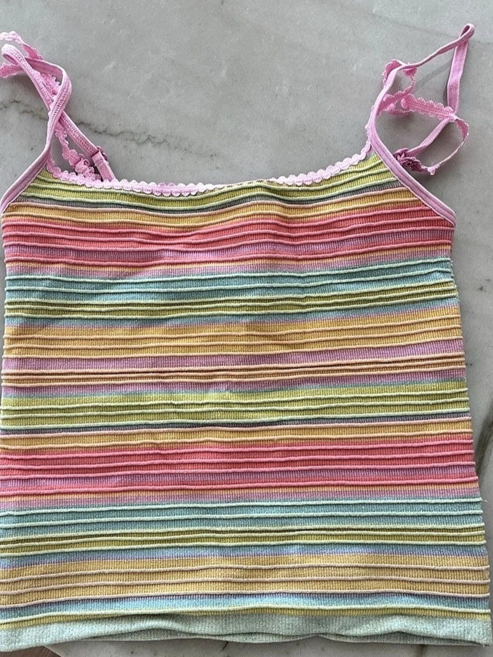 NWT LyraBird by Anthropologie Striped sparkle rainbow tank top